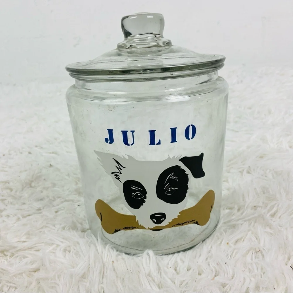 UNBRANDED glass dog Julio treats jar for dogs